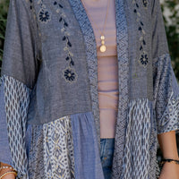 Young Threads - Printed Rayon Kimono Shrug with Embroidery (New Color)