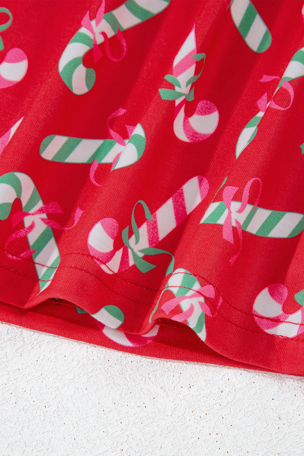 Red Christmas Candy Cane Print Pajama Set