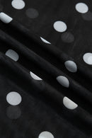 Black Plus Size Mock Neck Polka Dot Long Sleeve Mesh Top