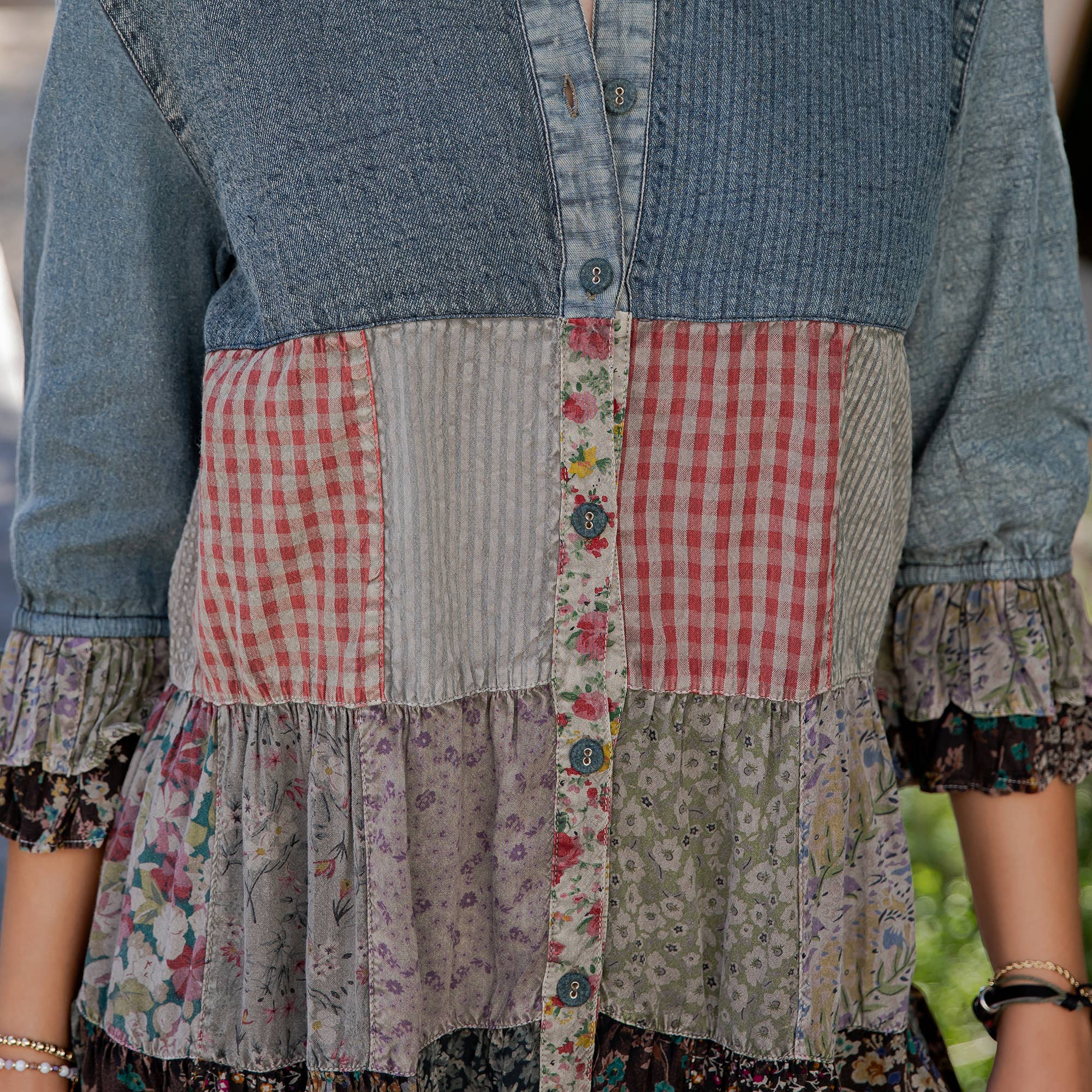 Young Threads - 3/4 Ruffle Sleeves Western Blouse Top (New Color)