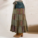 Young Threads - Western Boho Chic: Patchwork Belted Skirt  (New Color)