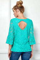 Winslow Collection - V NECK ELBOW SLEEVE LACE TOP G9018250P