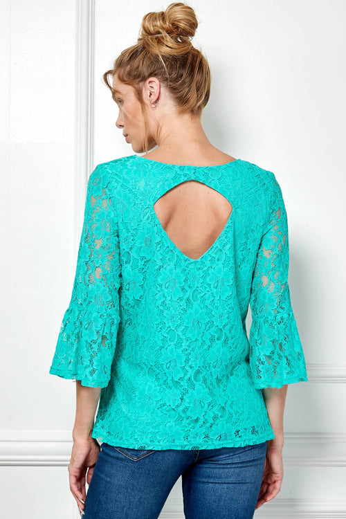 Winslow Collection - V NECK ELBOW SLEEVE LACE TOP G9018250P