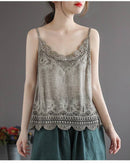 Hope & Sunshine - Lace Trim Camisole Stone Wash Tank Top