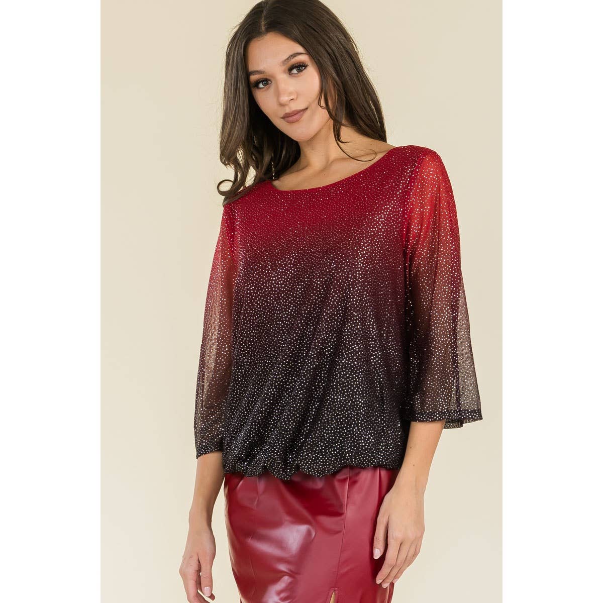 Perseption - ILLUSIONS GLITTER MESH MINI BOAT NECK BLOUSE
