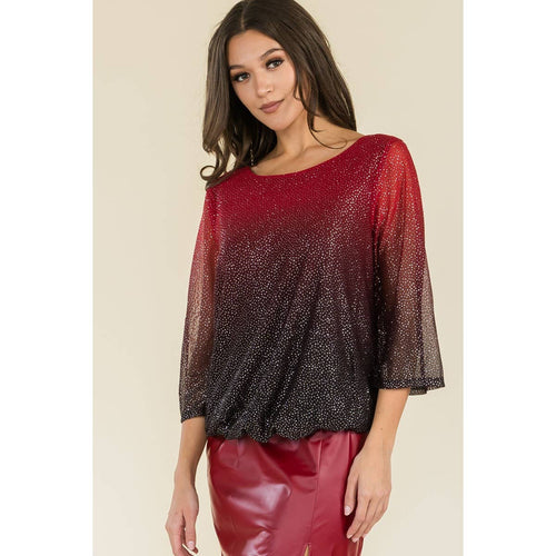 Perseption - ILLUSIONS GLITTER MESH MINI BOAT NECK BLOUSE