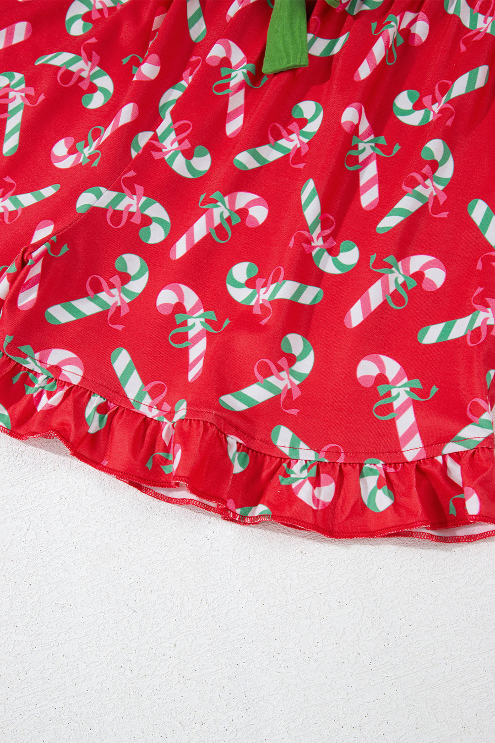 Red Christmas Candy Cane Print Pajama Set