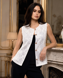 Adore - A643 Floral Lace Button-Front Vest