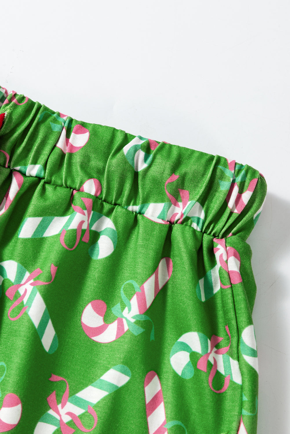 Red Christmas Candy Cane Print Pajama Set