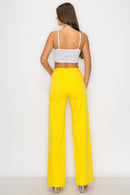 Denim Zone U.S.A. - LVB-200 YELLOW HIGH WAISTED STRETCHY WIDE LEGS JEANS
