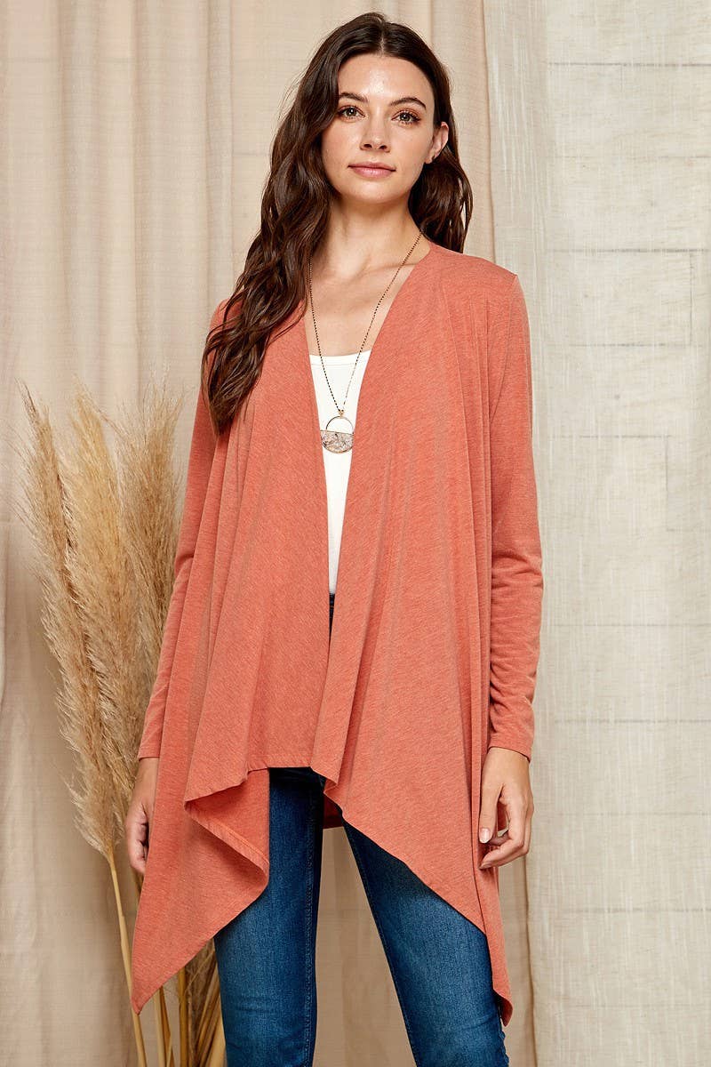 Shopin LA - SG21025. - WOMEN BASIC NATURAL AND SOFT DRAPE CARDIGAN
