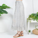 Young Threads - Women Patchwork Embroidered Maxi Skirt With Side Pockets: CHARCOAL TRIM / REGULAR (S-M-L-XL 1-2-2-1)