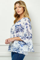 Winslow Collection - RUFFLE SLEEVE V-NECK SWING TOP