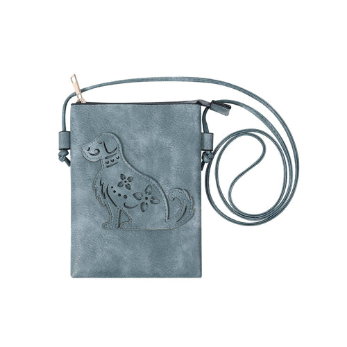 Shine Mark Accessories - Navy - Laser Cut Crossbody Cellphone Bag - Dog