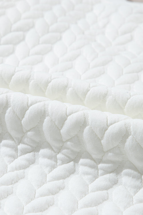 White XOXO Chenille Letter Patch Quilted Sweatshirt