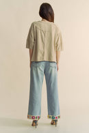Davi & Dani - CROCHET TRIM STRAIGHT LEG DENIM JEANS