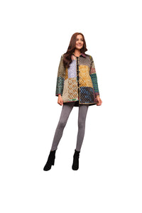 Sacred Threads - Quilted Faux Silk Patchwork Jacket