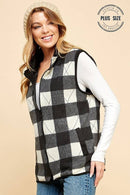 Shopin LA - SPT5193P. - PLUS SIZE REVERSIBLE PLAID ZIP UP POCKET VEST