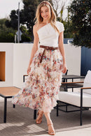 Bluivy - FLORAL RUFFLED MESH MIDI SKIRT