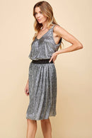 Shopin LA - SPT5228 - WOMEN METALLIC SHIMMER V NECK SLEEVELESS TOP