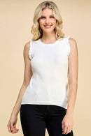 Shopin LA - CSP9277 - WOMEN SLEEVELESS RIBBED RUFFLE EDGE TANK TOP