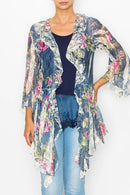 Origami Apparel ~  Lace and Crochet inspired - OLS-4495 BG/DENIM ROSE