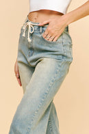 Davi & Dani - PLUS CROCHET TRIM STRAIGHT LEG DENIM JEANS