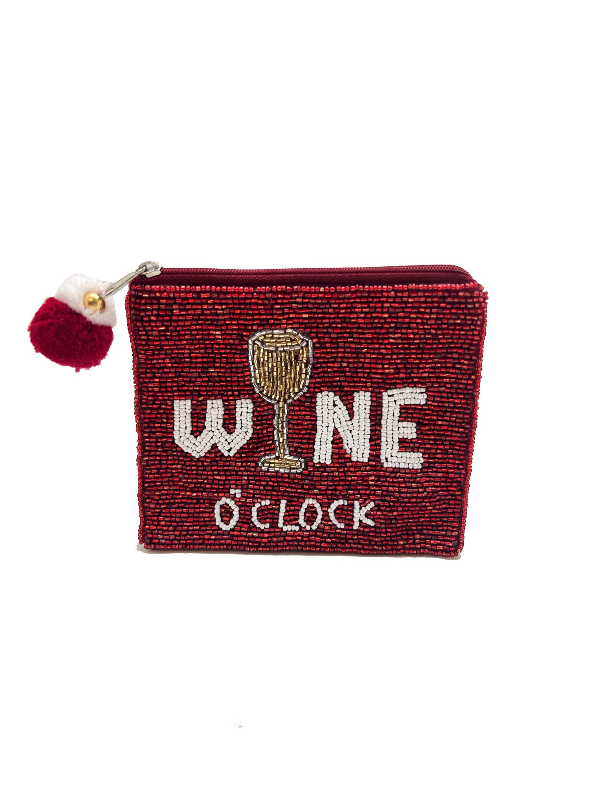 Ole - Wine O'clock Beaded Coin Purse LAC-CP-1110
