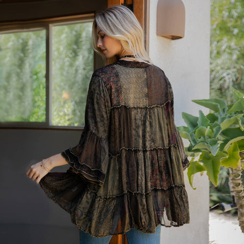 Young Threads - Chic Overdyed Band Collar Jhabla Top (New Color)