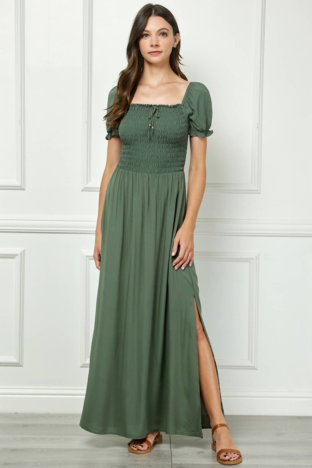 Winslow Collection - SMOCKED TOP MAXI BOHO DRESS BP433861MI