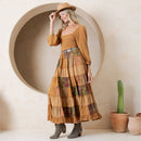 Young Threads - Rustic Bohemian: Smocked Patchwork Maxi Dress - New