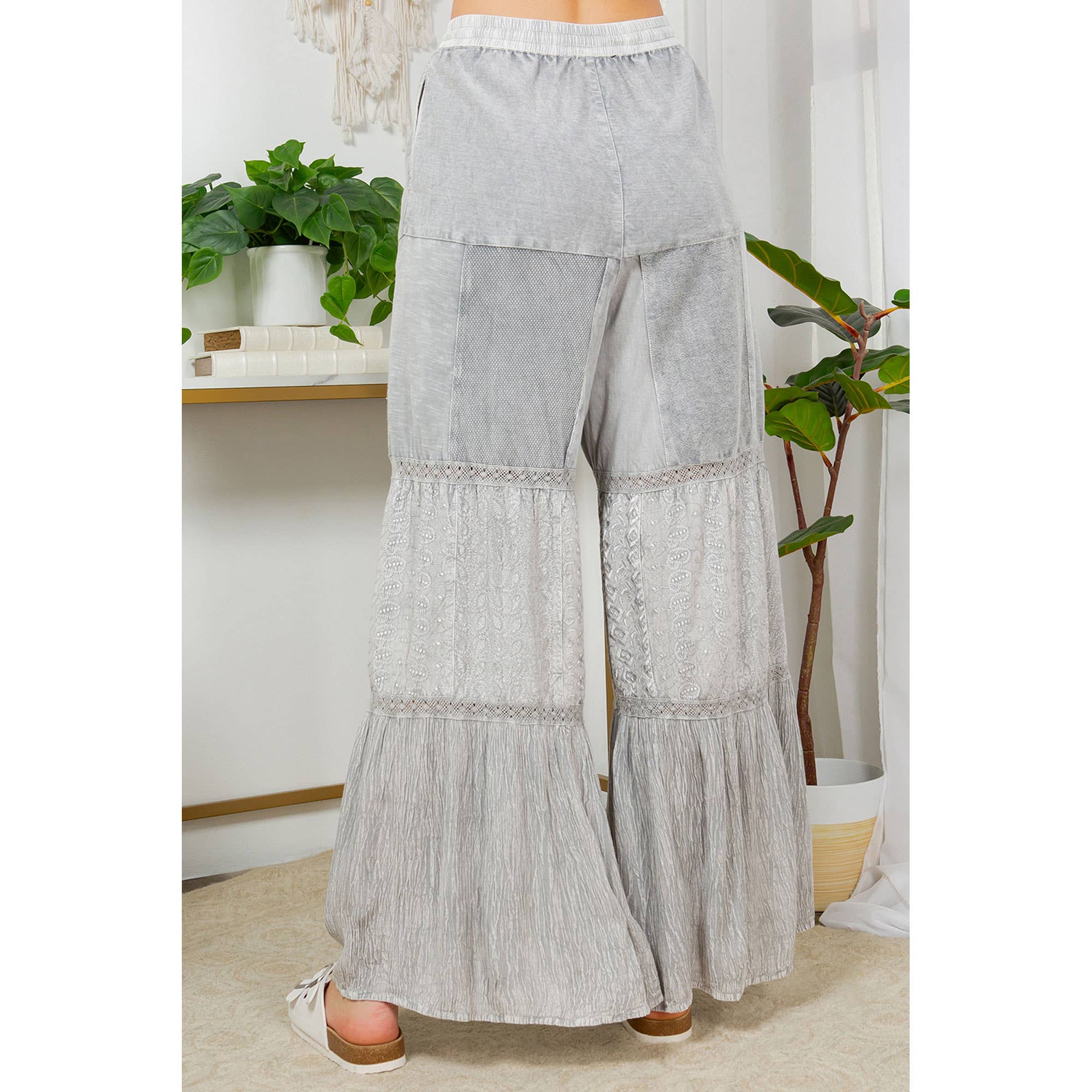 YOUNG THREADS - Artisanal Patchwork Flared Pants - Boho Chic Elegance