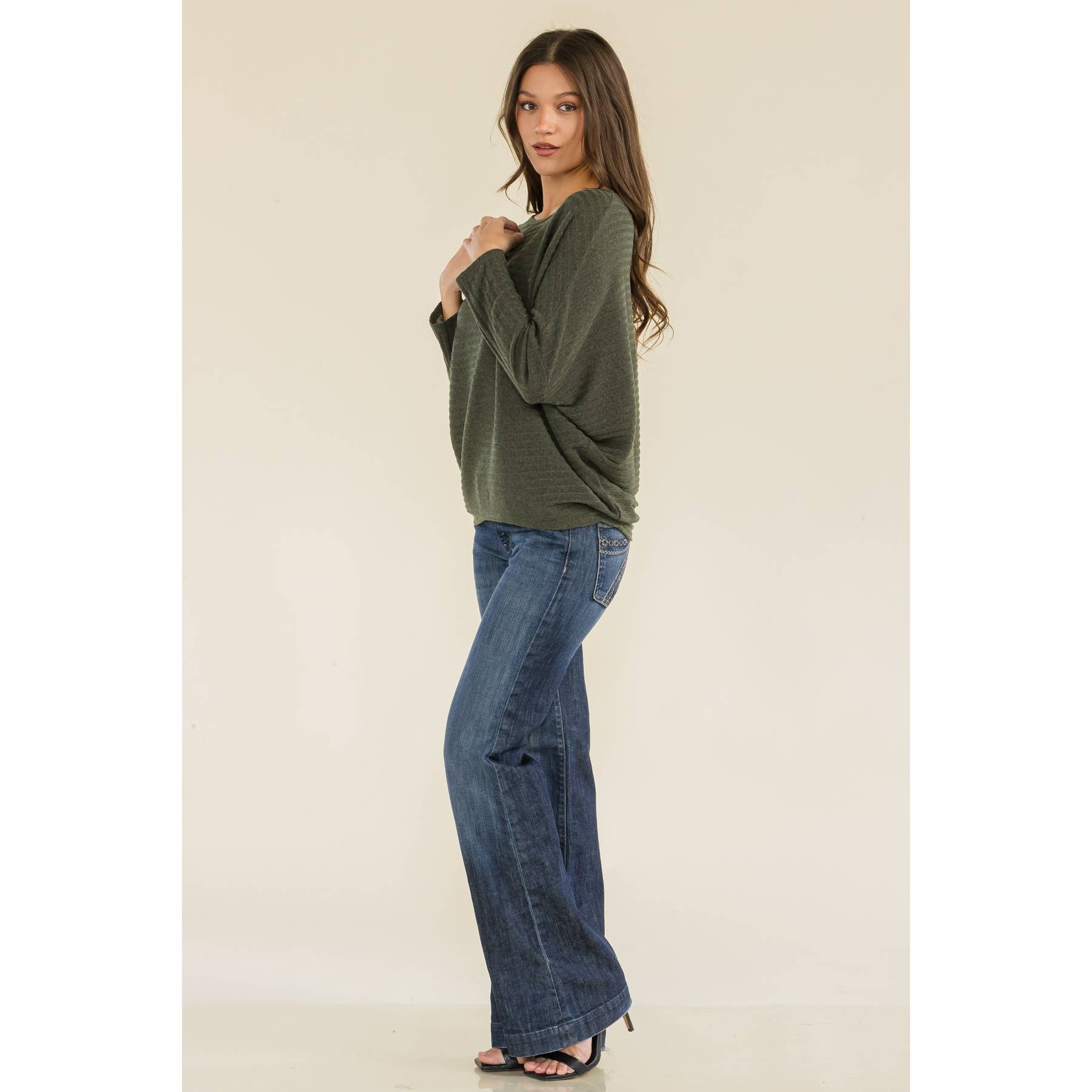 Perseption - OVERSIZE SCOOP NECK WIDE CUFF DOLMAN SWEATER