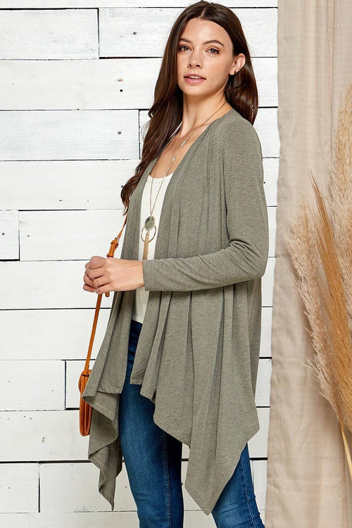 Shopin LA - SG21025. - WOMEN BASIC NATURAL AND SOFT DRAPE CARDIGAN
