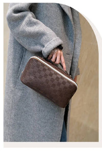 42POPS - ..SI-25928 Vegan Leather Checkered Makeup Bag