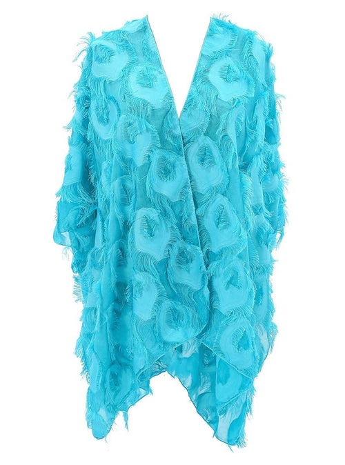 JC Sunny Fashion - 11 Colors-Fringe Feather Detailed Lightweight Eyelash Kimono