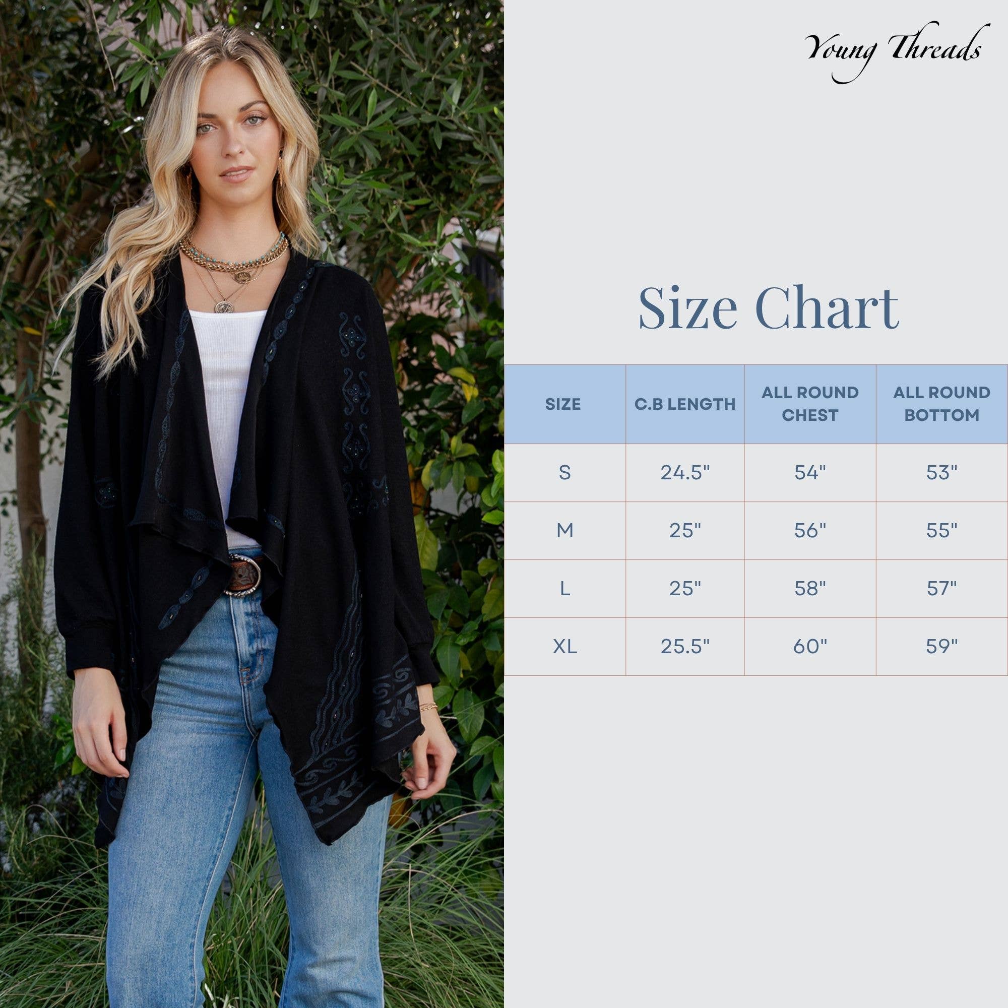 Young Threads - Artisan Plush Knit Kimono Shrug with Handcrafted Embroidery