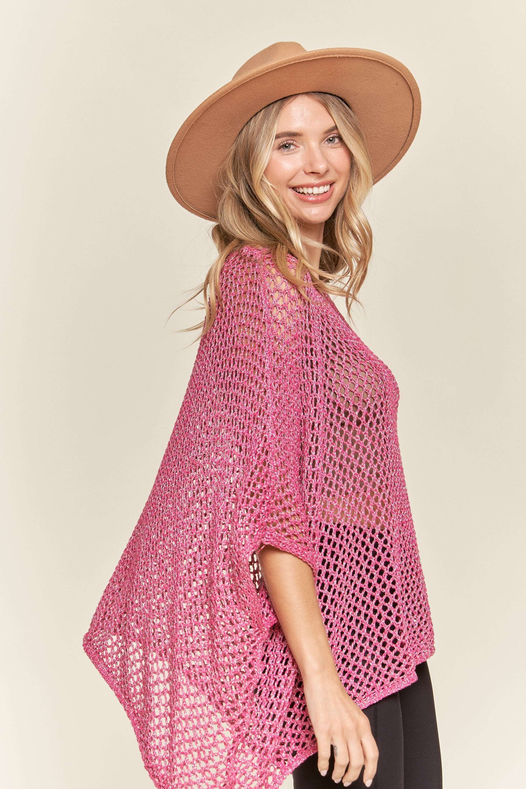 Madelyn - LESW3218 - FISHNET PONCHO COVER UP