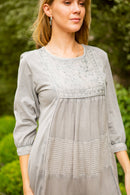 Young Threads - Women’s 3/4 Sleeve Round Neck Embroidered Boho Western Dress