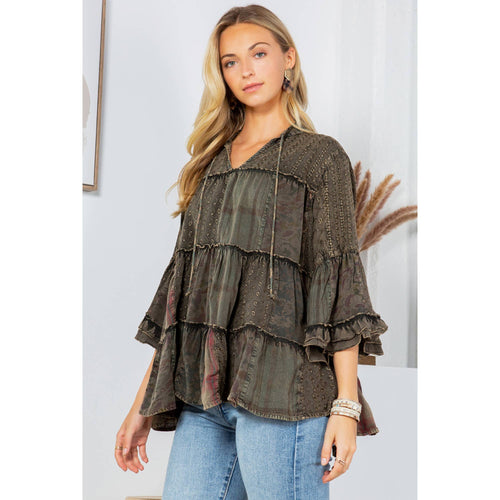 Young Threads - Artistic Fusion: Overdyed Jhabla Top With  Rayon Embroidery