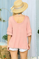 Madelyn - LYT15160-RUFFLE SLEEVE RELAXED FIT TOP