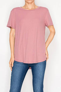 Origami Apparel ~  Lace and Crochet inspired - Ultra-Soft Short Sleeve Tee - OLS-4867DUSTY ROSE
