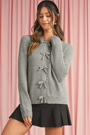 Fiery Red Sweet Bow Front Knit Cardigan