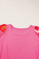 Medium Grey Floral Crochet Short Sleeve Top