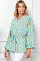 Shopin LA - CSP9143. - WOMEN MULTI COLOR RUFFLE DRAWSTRING BUTTON TOP
