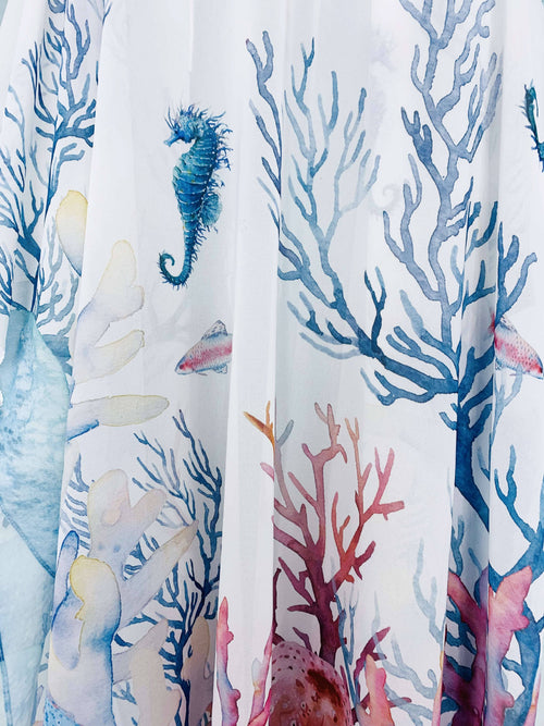 JC Sunny Fashion - JC071023 White-Multi Seahorse Coral Kimono