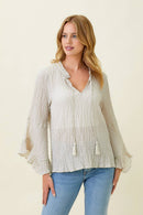 Mystree - 57645 Crinkle Bell Sleeve Blouse