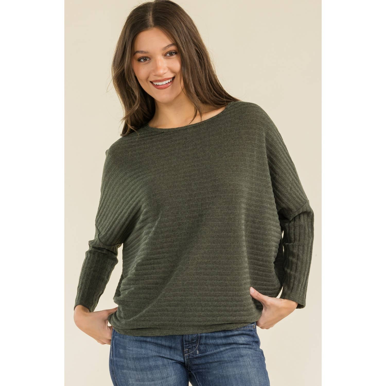 Perseption - OVERSIZE SCOOP NECK WIDE CUFF DOLMAN SWEATER