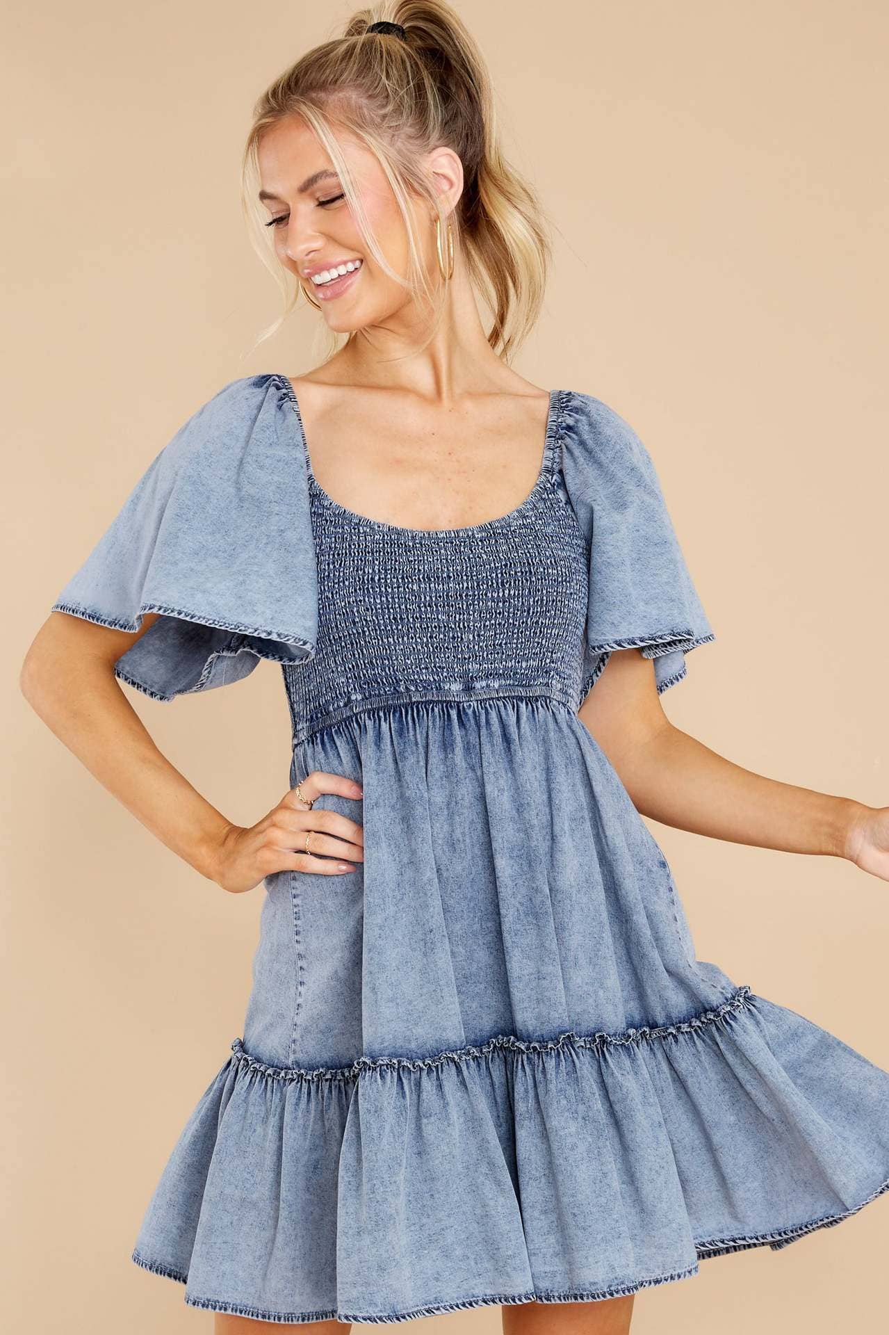Hope & Sunshine - Denim Short Sleeve Tunic Dress