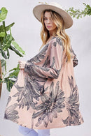 Shopin LA - SG21021-2087 - WOMEN FLORAL PRINT SOFT POCKET CARDIGAN